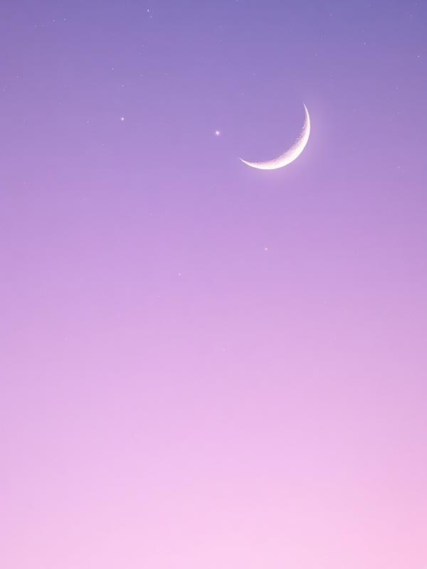 Crescent moon in lilac sky